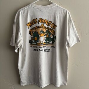 Vintage Cabo San Lucas Mexico Tres Amigos T Shirt - White XL